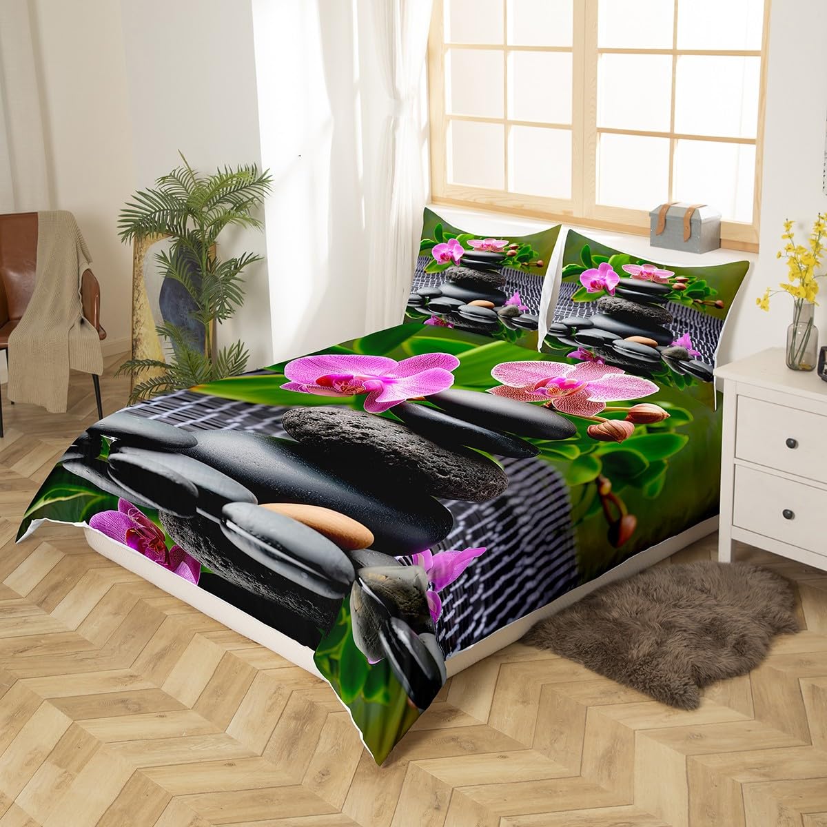 Zen Stones Bedding Set Twin Size for Kids Boys Bedroom (Cyj12008tj / Twin 68"x90")