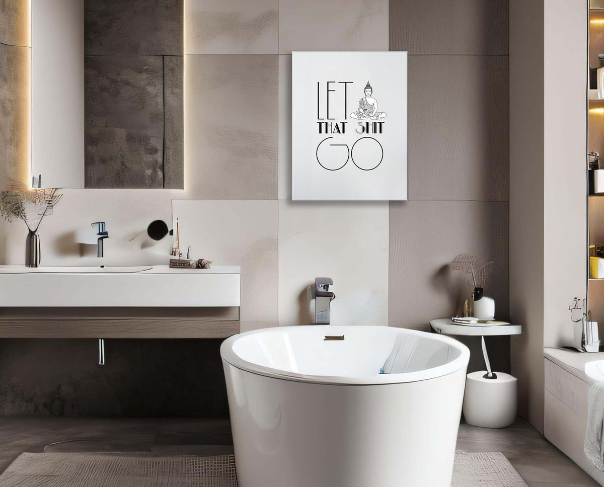 Bathroom Buddhist Wall Art Buddha Zen Yoga Meditation Bathroom Pictures Wall Decor Toilet Bathroom Canvas Painting Home Modern Artwork Decorations Framed for Restroom 16 x 24 inch (24"L x 16"W / Buddhist)