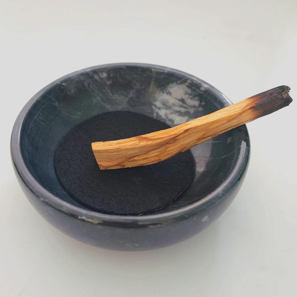 Handmade Natural Marble Incense Holder 9 Hole Design Ash Catcher Tray for Incense Sticks (Black)