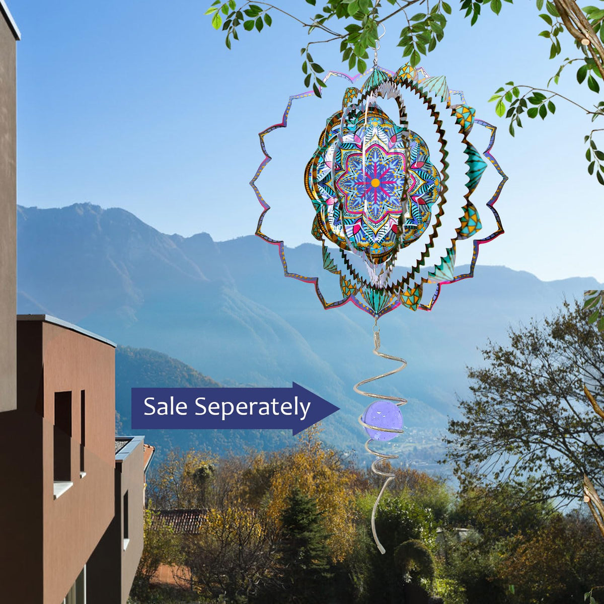 Wind Spinner Mandala Colorful Lily (009-9bule Mandala Colorful Lily)