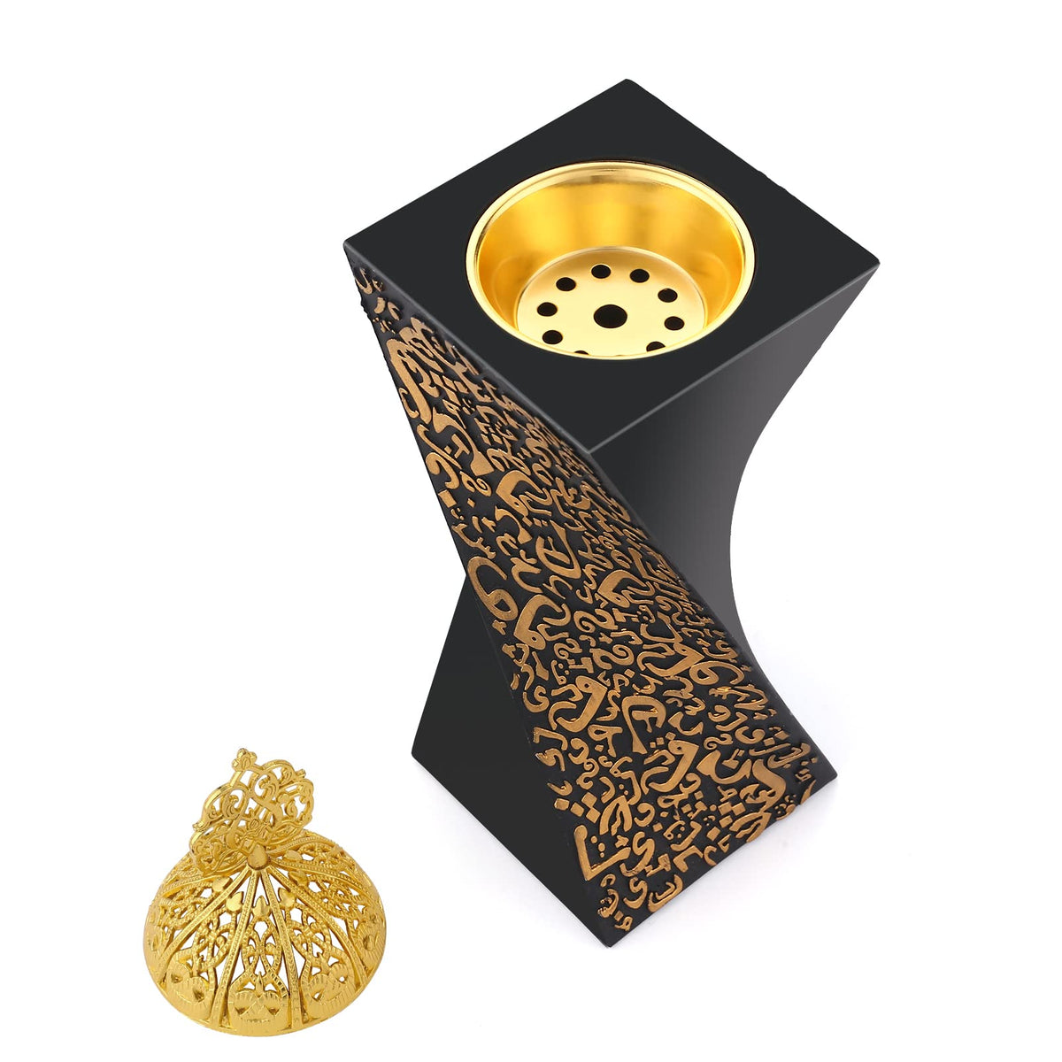 Resin Incense Burner Bakhoor Incense Burner Charcoal Incense Burner Yoga Spa Aromatherapy Office Home Decor Black (Style-a)