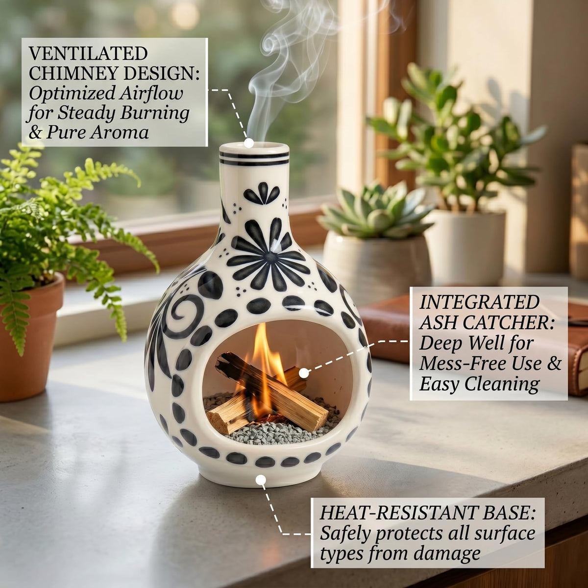 Ceramic Incense Holder (Black)