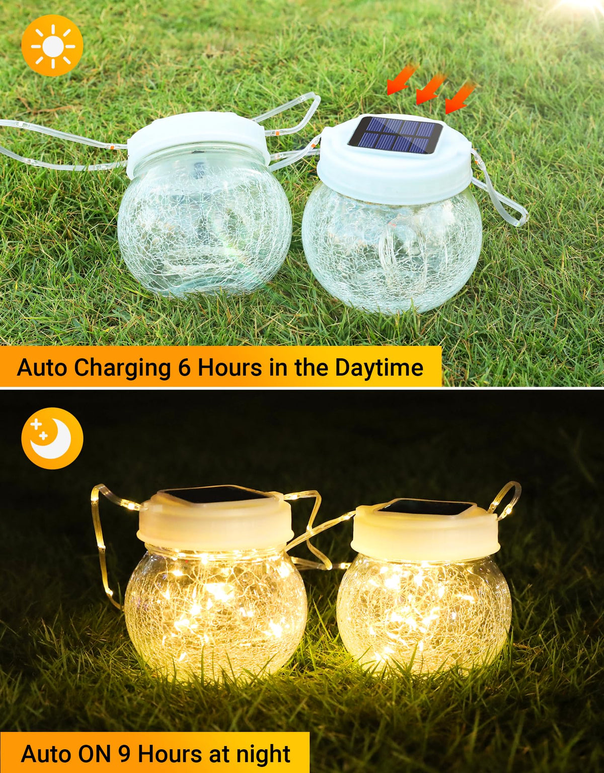 Solar Lantern Solar Lights Outdoor Waterproof 6 (White Cap Warm White Light / 6 Pack)