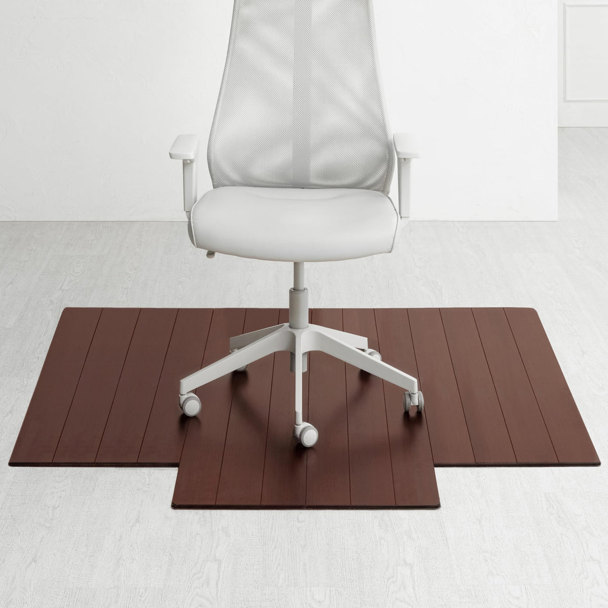 57" x 55" Bamboo Office Chair Mat for Carpet & Hardwood Floor (Dark Cherry / 57" x 55" / With Lip)