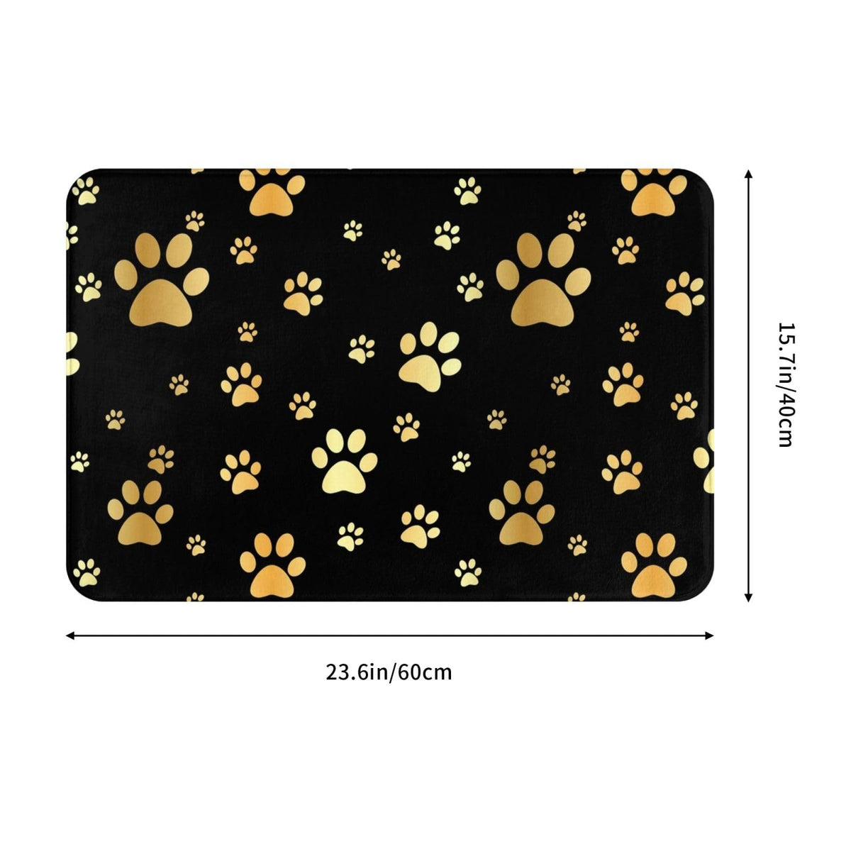 Dog Gold Paw Prints Bath Mat Non (1'4" x 1'11" (Rectangular) / Dog Gold Paw Prints)