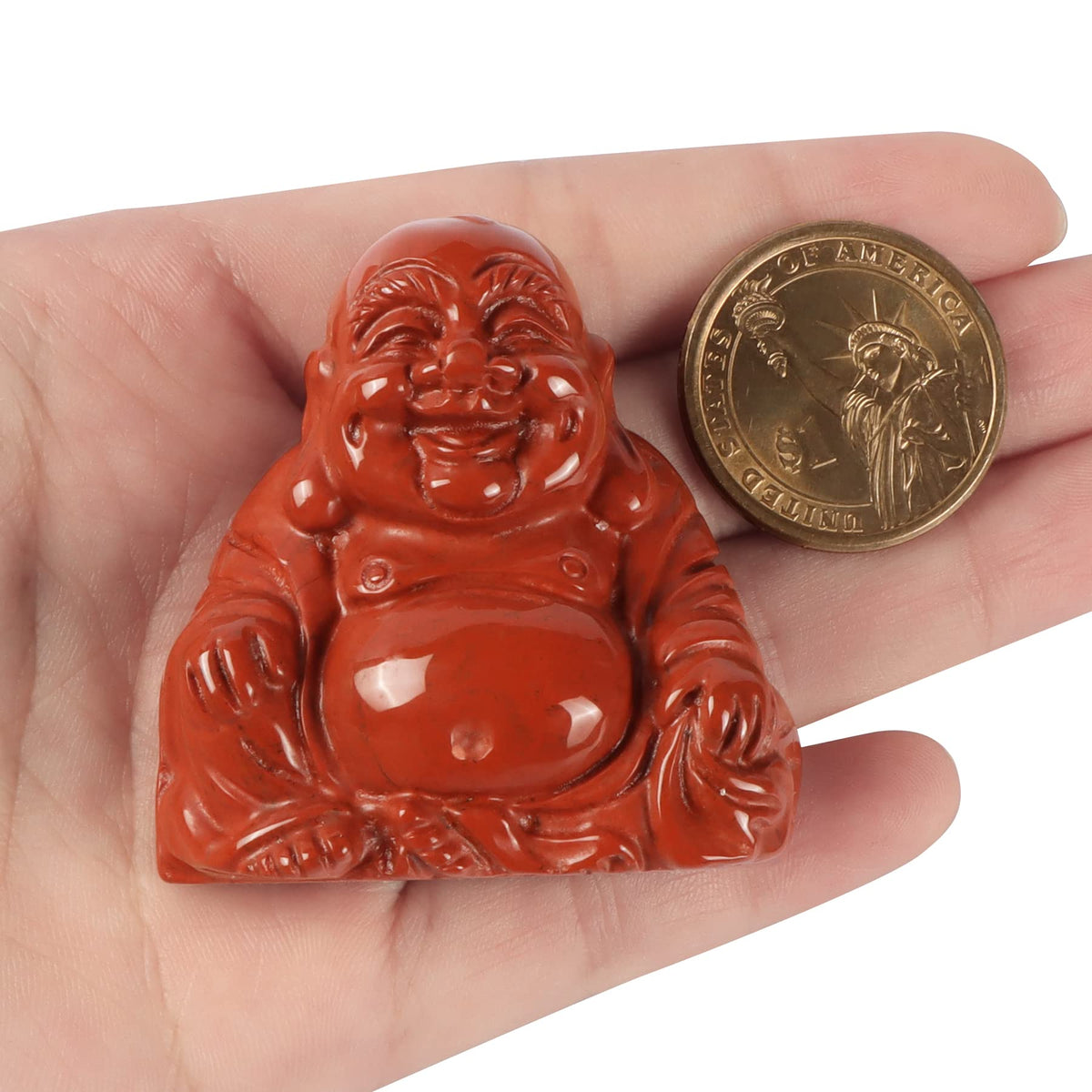 Red Jasper Crystal Smiling Happy Buddha Statue (Red Jasper)