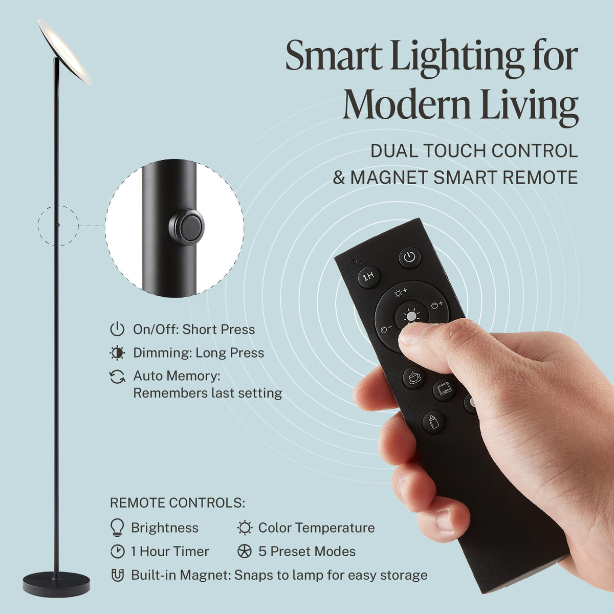 LED Torchiere Floor Lamp (Black)