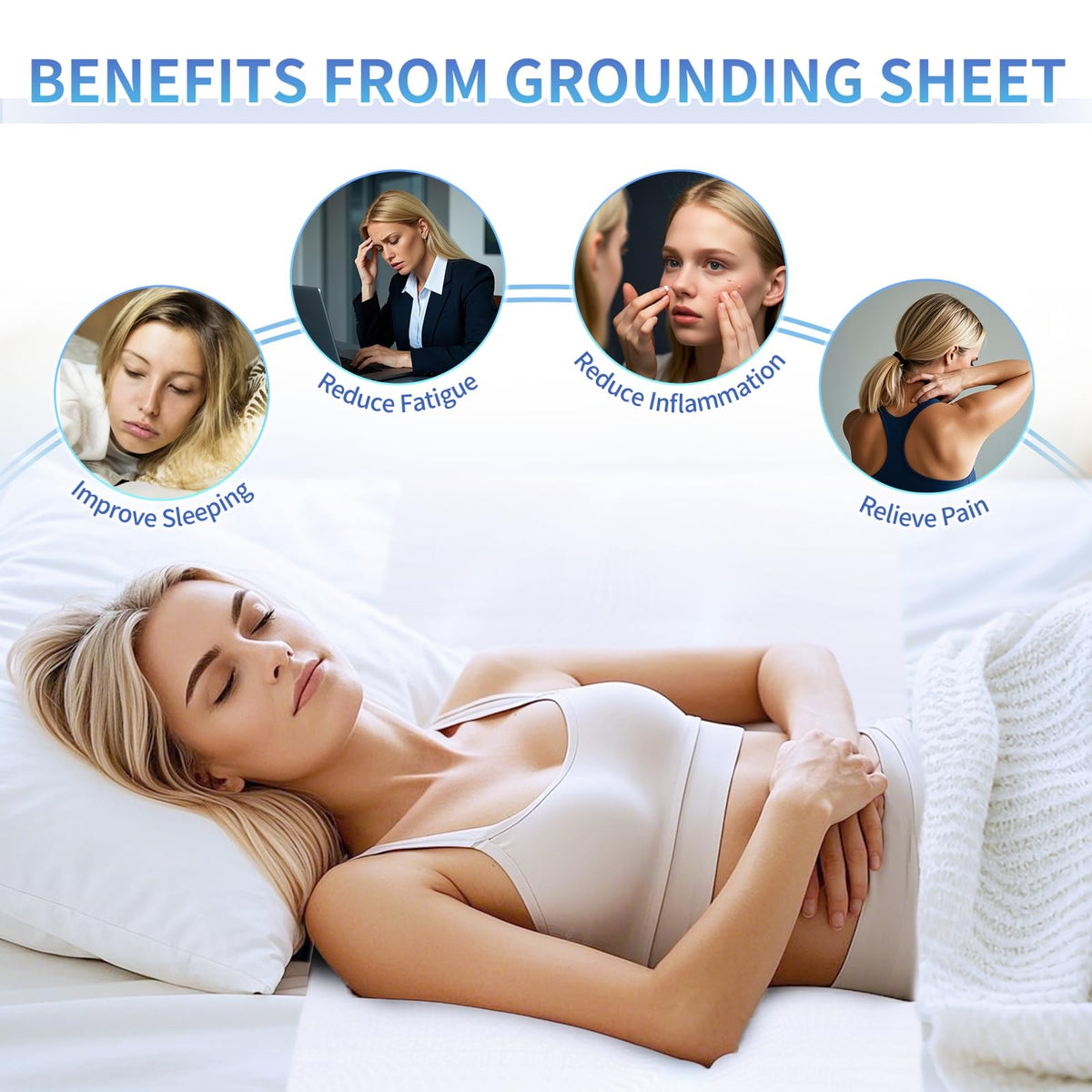 Earth Grounding Sheets King Size Deep Pocket (KING,76x80x15inch)