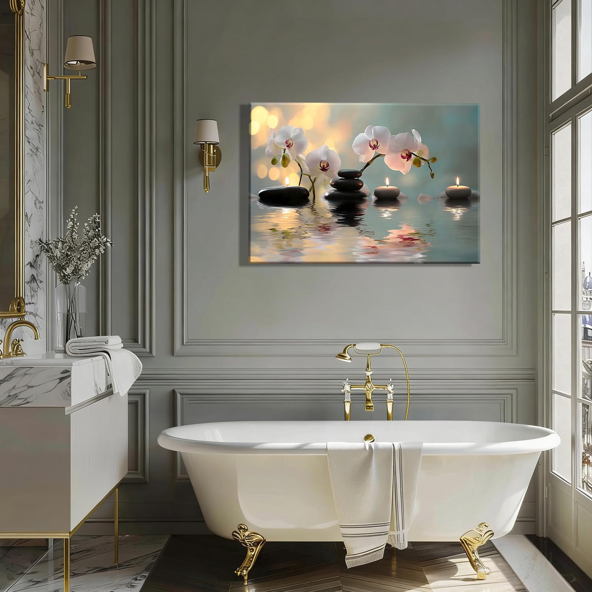 Framed Orchid Spa Wall Art Canvas Prints (Pictures2 / 12"L x 8"W)
