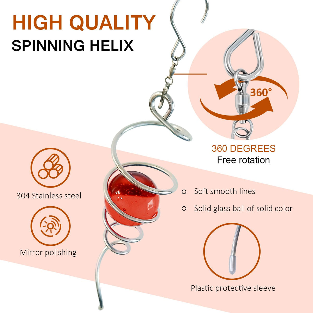 Wind Spinner Tail with Red Glass Orb (003-red)