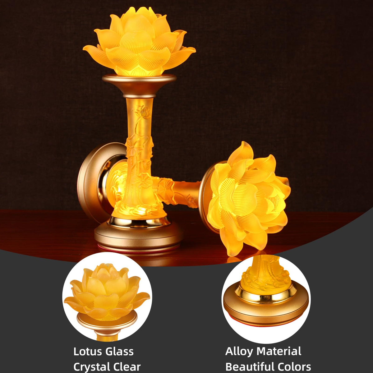 Lotus Lamp 7 Color LED Petal Buddhist Buddha Lamp Light (Z4-10inch)