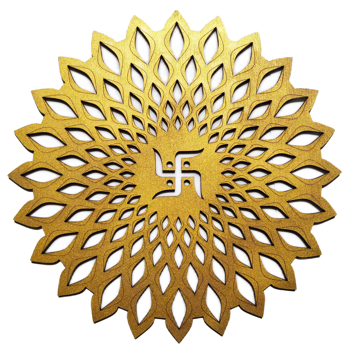 Golden Round Decorative Wall Art Mdf Wooden Chakra For Temple (Marking -Gold / 10"L x 10"W)