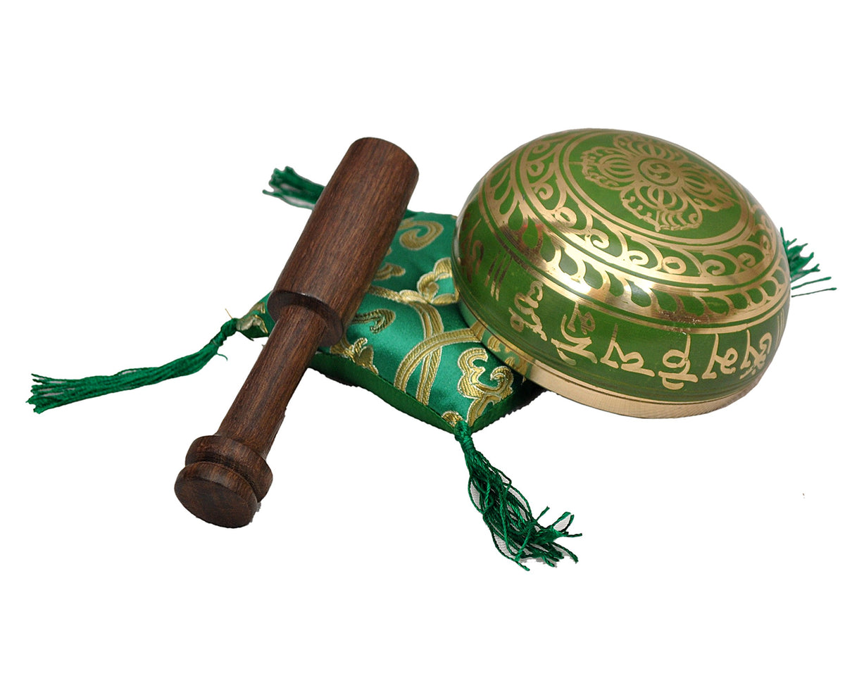 Tibetan Singing Bowl Set By Dharma Store (Green)