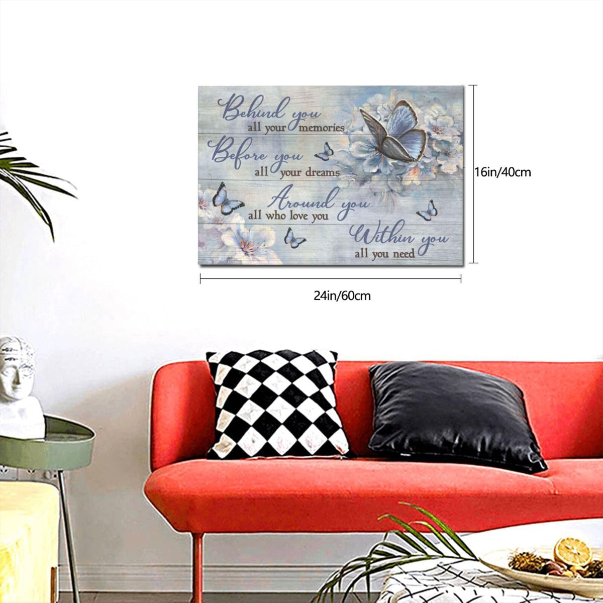 Butterfly Wall Art Purple Flower Pictures Wall Decor Farmhouse Rustic Floral Canvas Prints Motivational Quotes Painting Modern Artwork Home Decoration for Bathroom Bedroom Living Room 24"x16" (Purple Butterfly Flower / 24"L x 16"W)