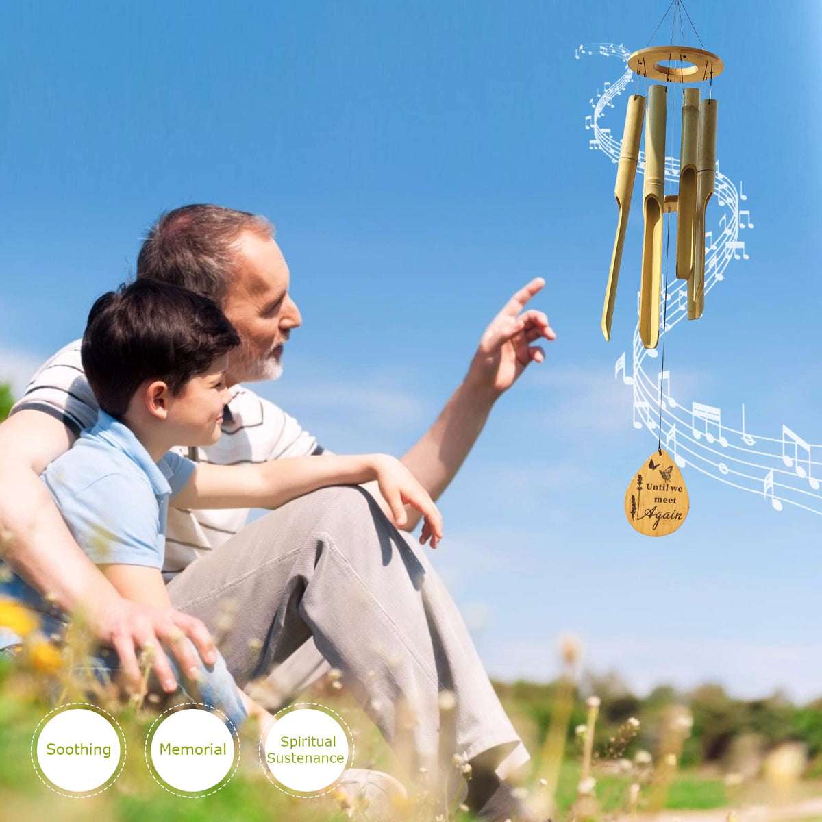 37.5" Bamboo Wind Chime for Outside (37.5" Plain)