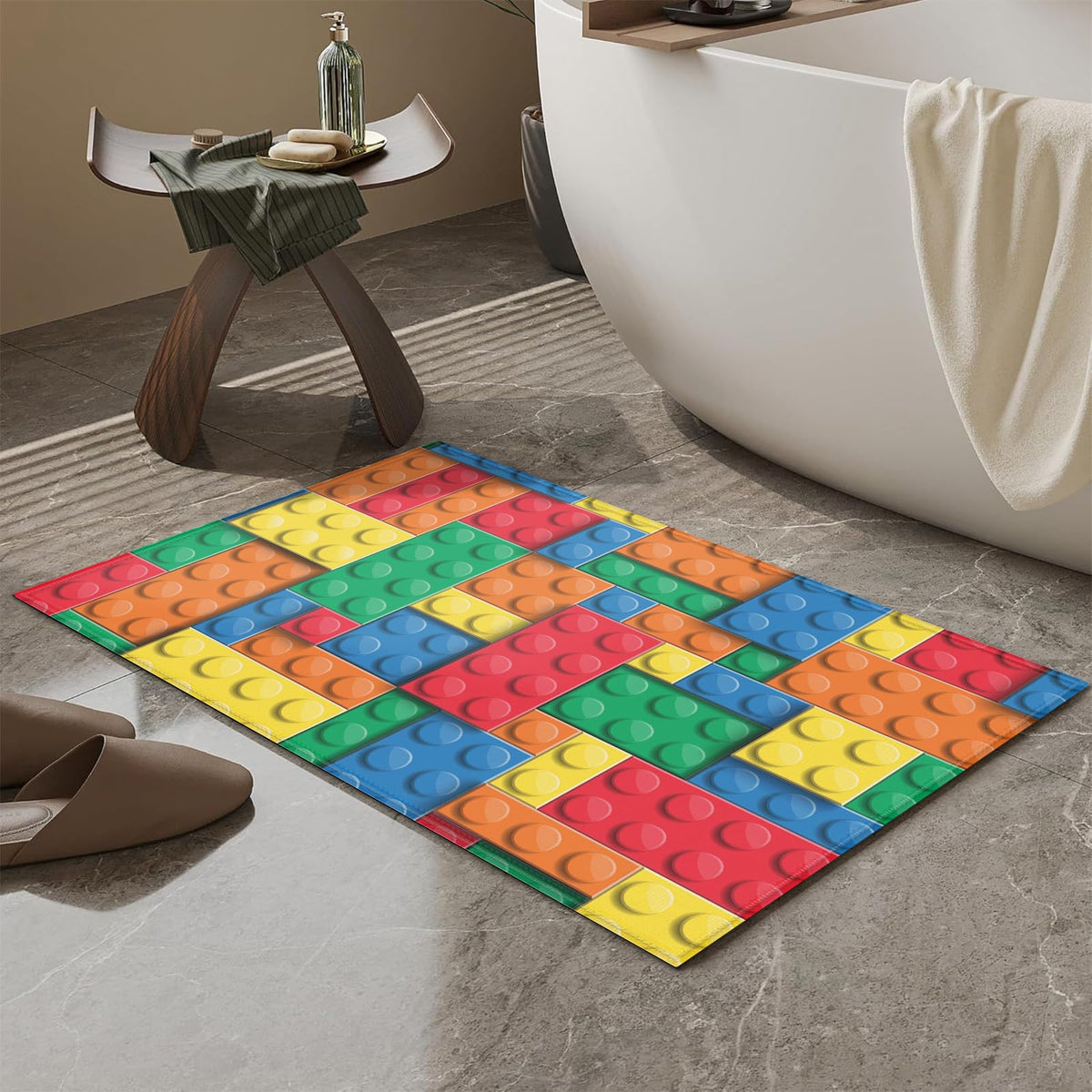 Building Blocks Bricks Bath Mat for Bathroom (Building Blocks Bricks)
