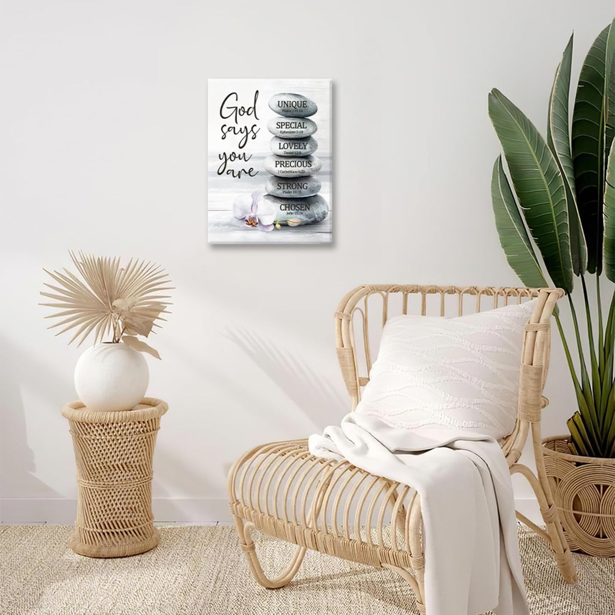 Zen Stones Wall Art God Says You Are Spiritual Meditation Calm Wall Decor Pictures Painting Canvas Prints Framed Home Artwork for Spa Yoga Room Bathroom Bedroom Office 16"x24" (Stones God Says You Are / 24"L x 16"W)