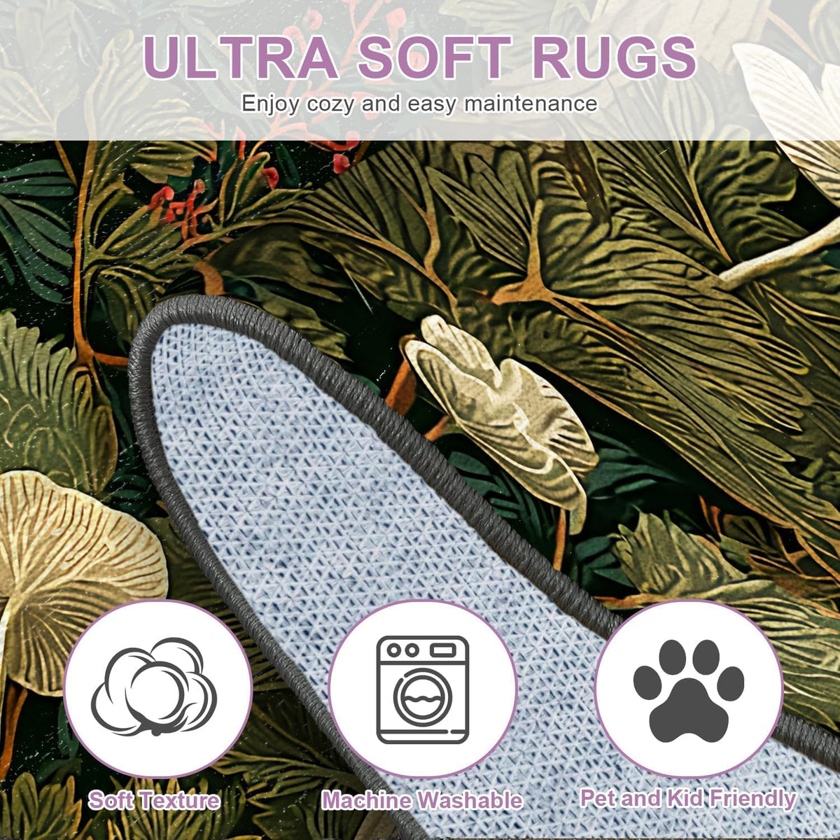 Washable 2x3 Entry Rug Vintage Botanical Mushroom Area Rug (06 / 2' x 3' (Rectangular))