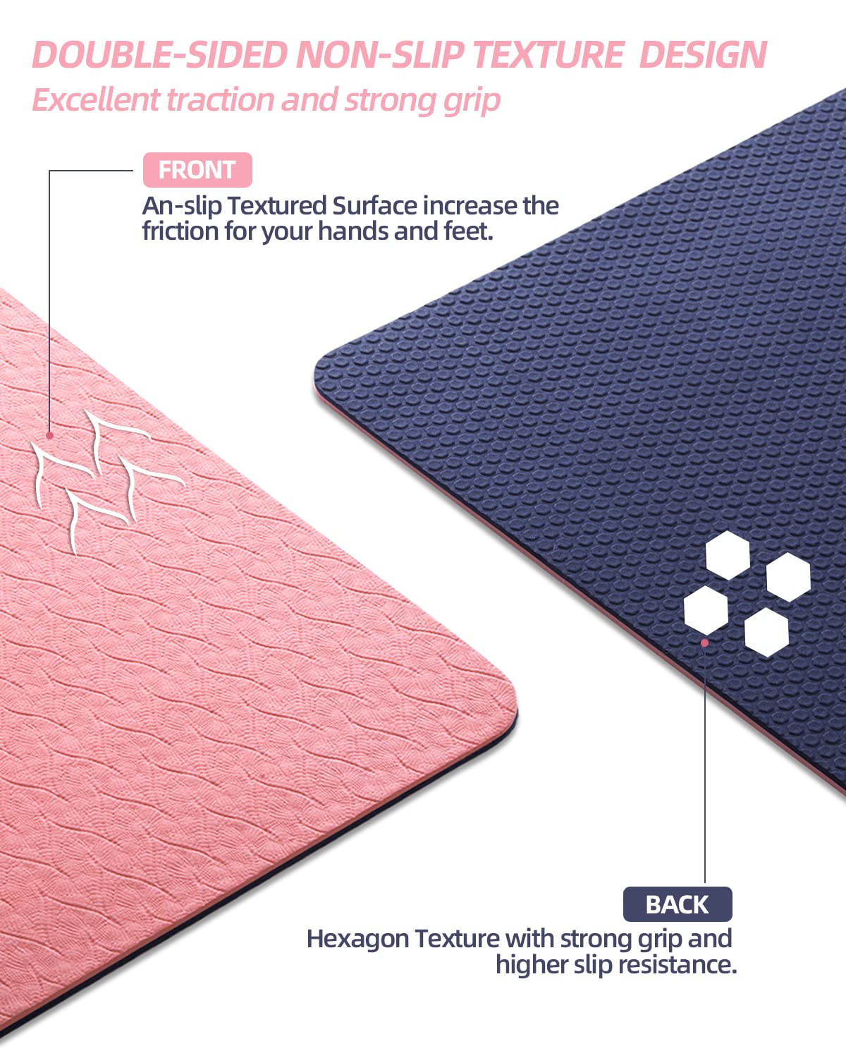 Yoga Mat Non Slip (Pink)