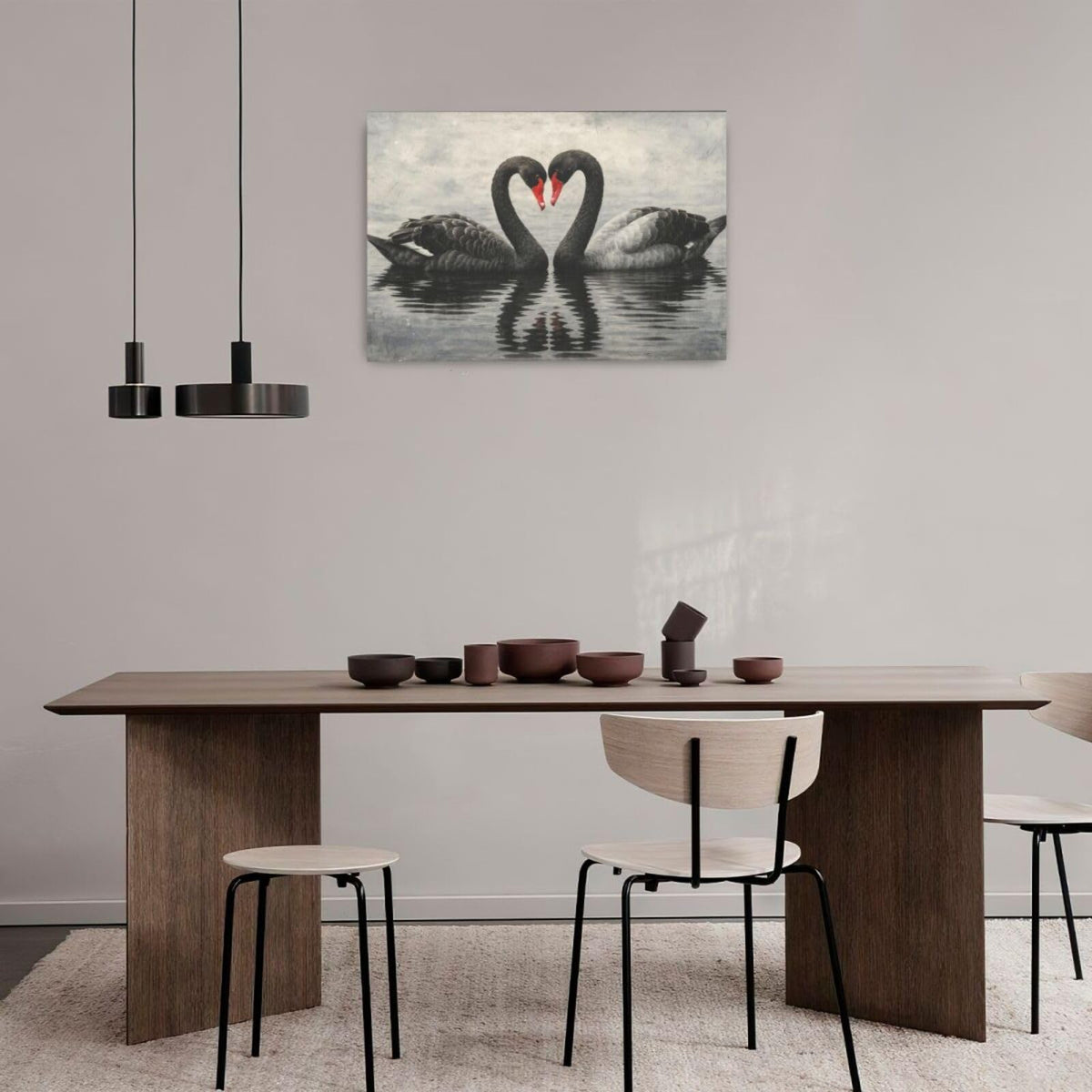 Black Swan Wall Art Vintage Canvas Wall Decor Swan Aesthetics Art Retro Pictures Painting Artwork Framed Decoration for Living Room Bedroom Bathroom Dining Room Office 16"x24" (Swan / 24L"×16W")