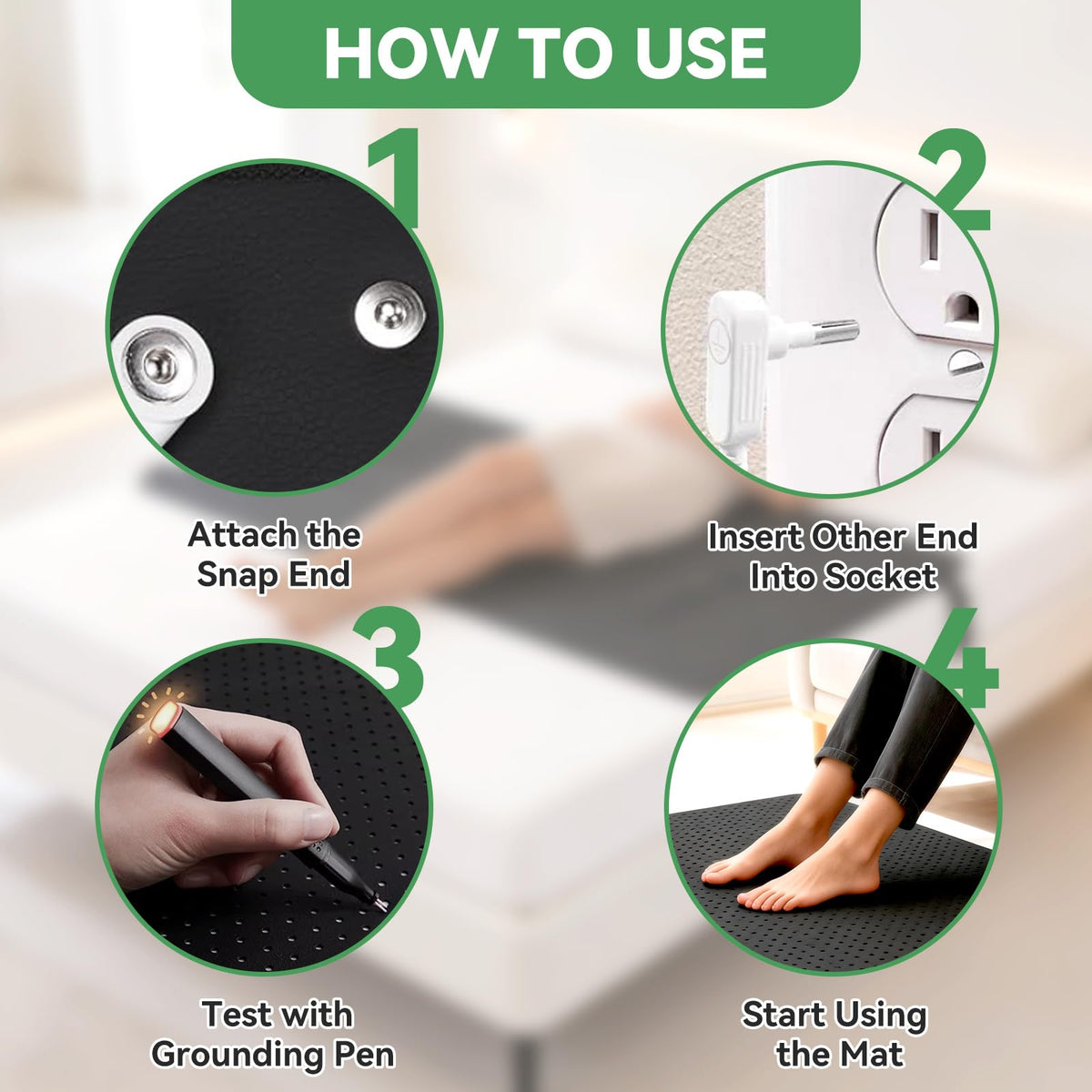 2 Pack Grounding Mat for Feet for Better Sleep & Stress Relief (2)