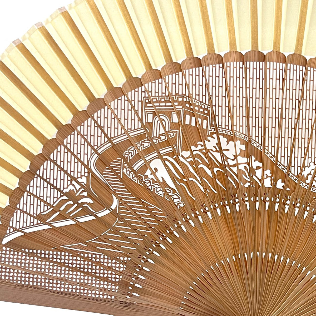 Hand Fan for Vintage Japanese Bamboo Silk Elegant for Dance Music Festival Wedding Church Decoration Party (The Great Wall / Medium)