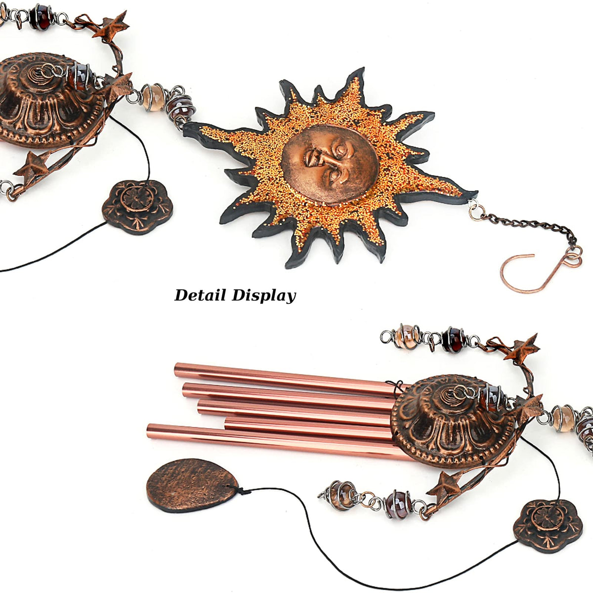 Sun Wind Chimes for Outside (Yellow Sun)