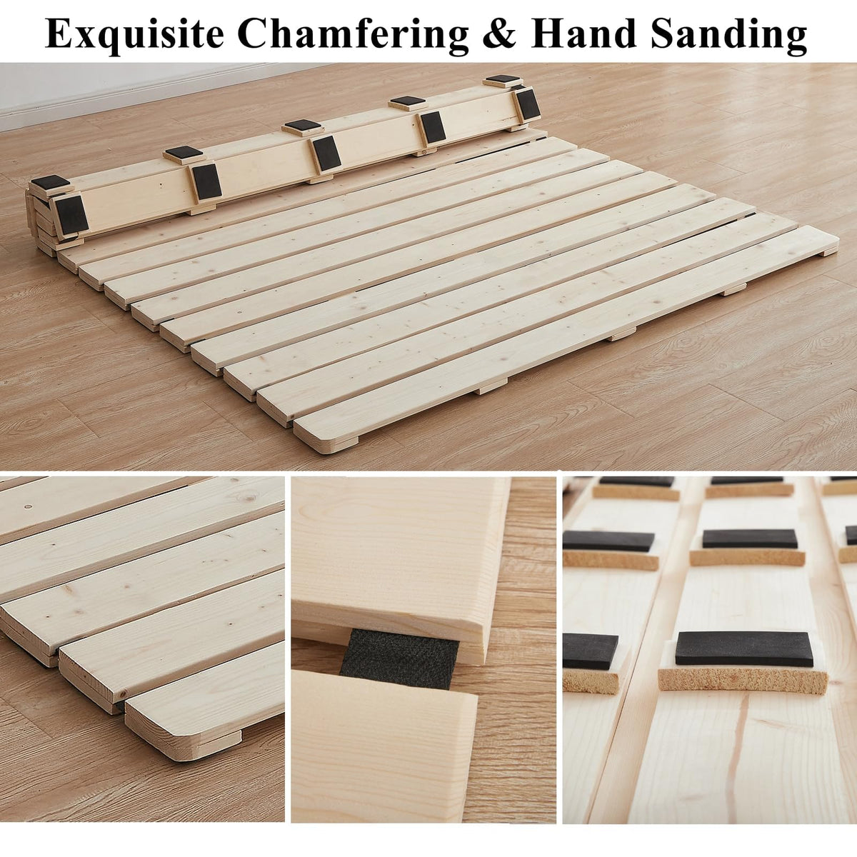 Foldable Floor Bed Frame for Japanese Futon Mattress Full Size (Full)