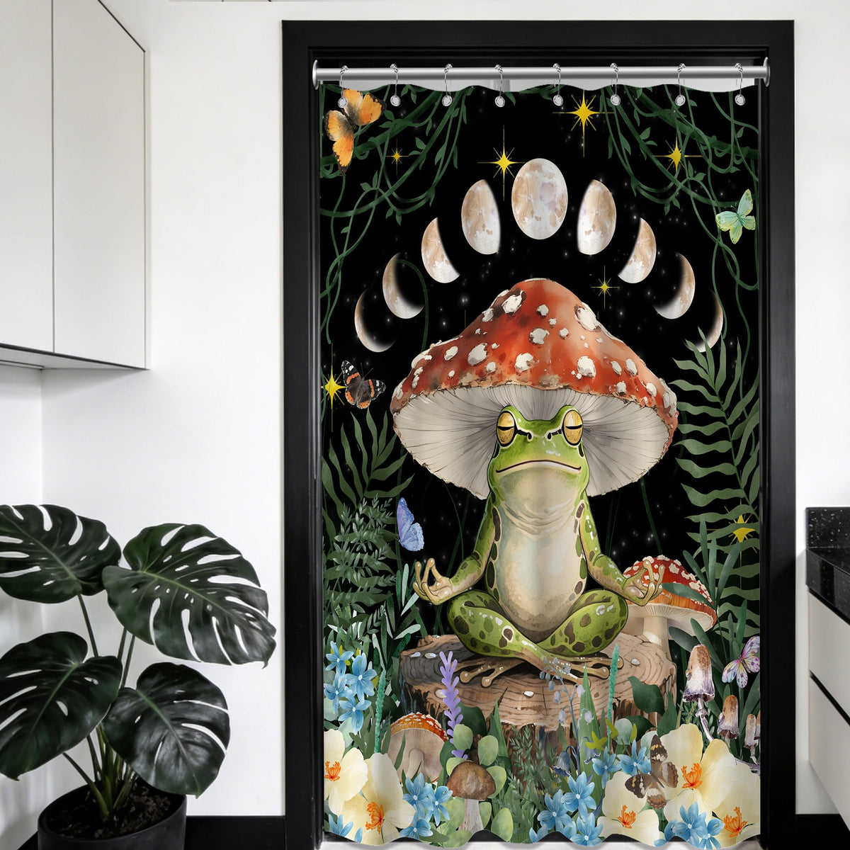 Small Stall Shower Curtain Rv Mushroom Frog (Mushroom Frog / 48"W x 72"L (Pack of 1))