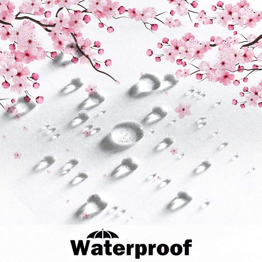 Pink Cherry Blossom Shower Curtains for Bathroom Watercolor Spring Floral Shower Curtain Sets Janpenese Asian Style Shower Curtain Bathroom Curtains Set with Hooks 60x72 Inch (60"W x 72"L (Pack of 1) / Pink-33)