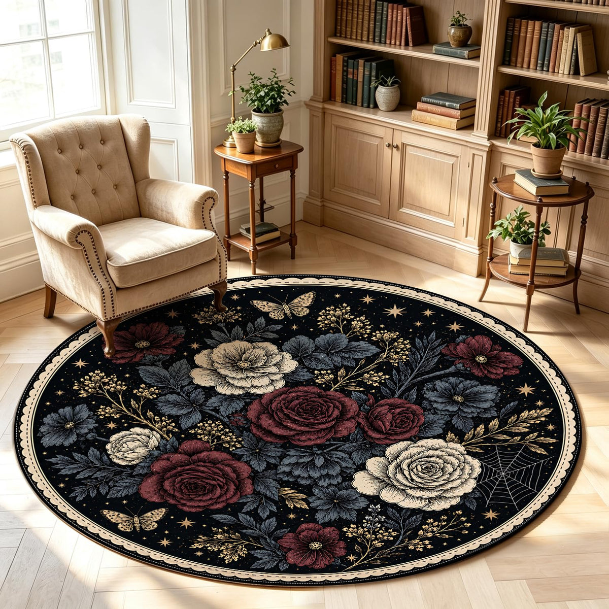 Floral Circle Rug (#47 / 4ft (Round))
