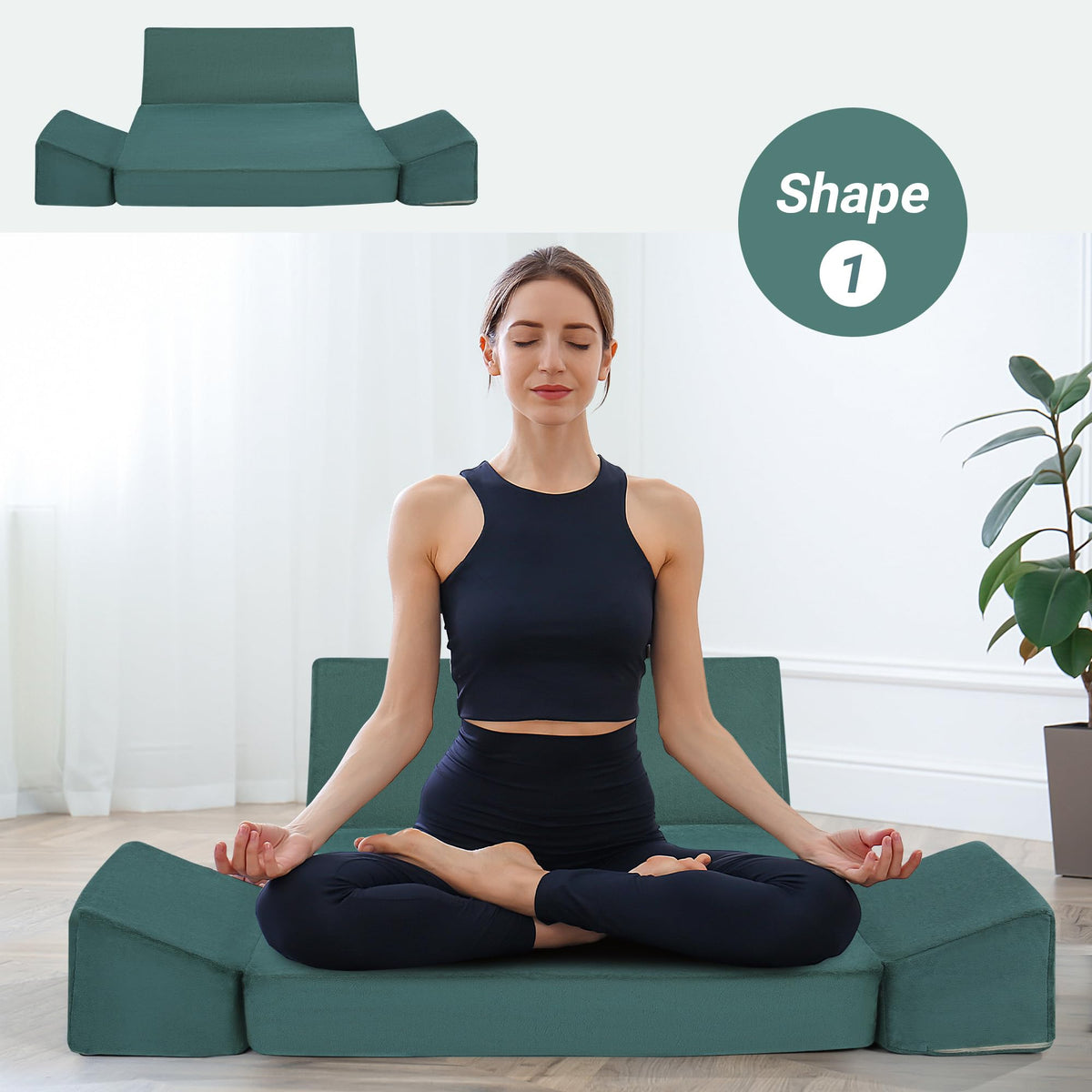 Large Meditation Cushion Foam Meditation Pillows for Sitting on Floor (Green)