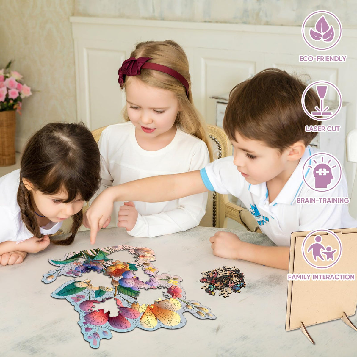 Wooden Puzzles for Adults (Flower Purple / 200 pieces)