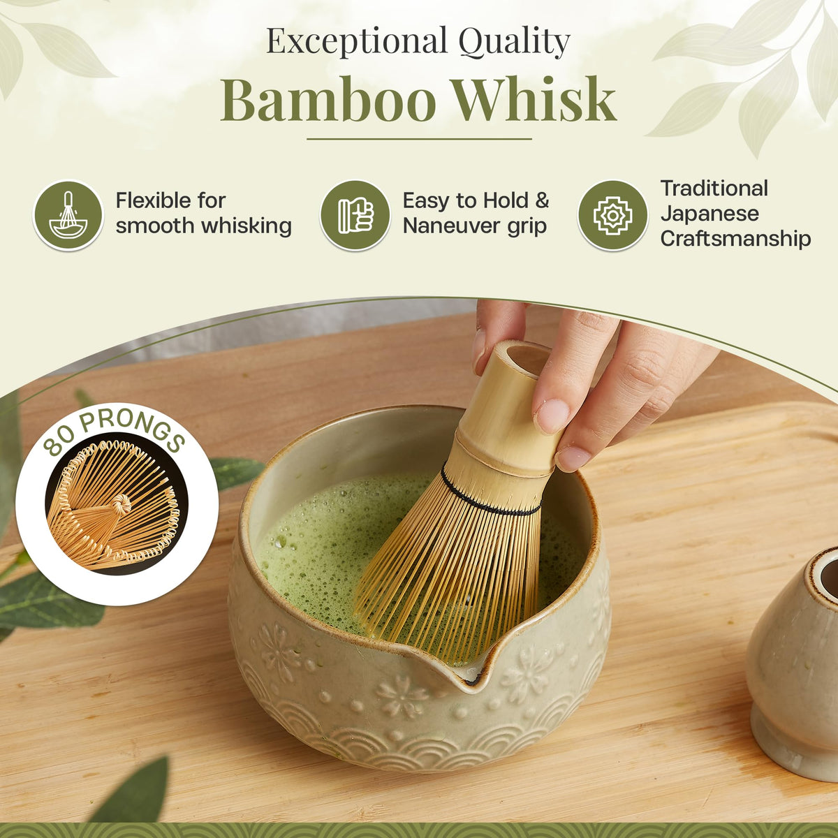 Matcha Whisk Set 9pcs (Mottled Green)