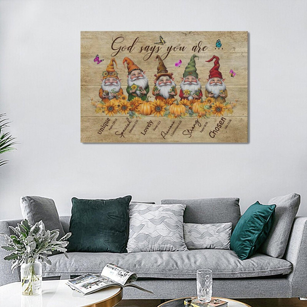 Dwarf God Says You Are Wall Art Fall Pumpkins Pictures Wall Decor Autumn Scripture Bible Verse Canvas Painting Home Modern Artwork Decorations Framed for Bathroom Living Room Bedroom Office 24x16inch (24"L x 16"W / Dwarf)