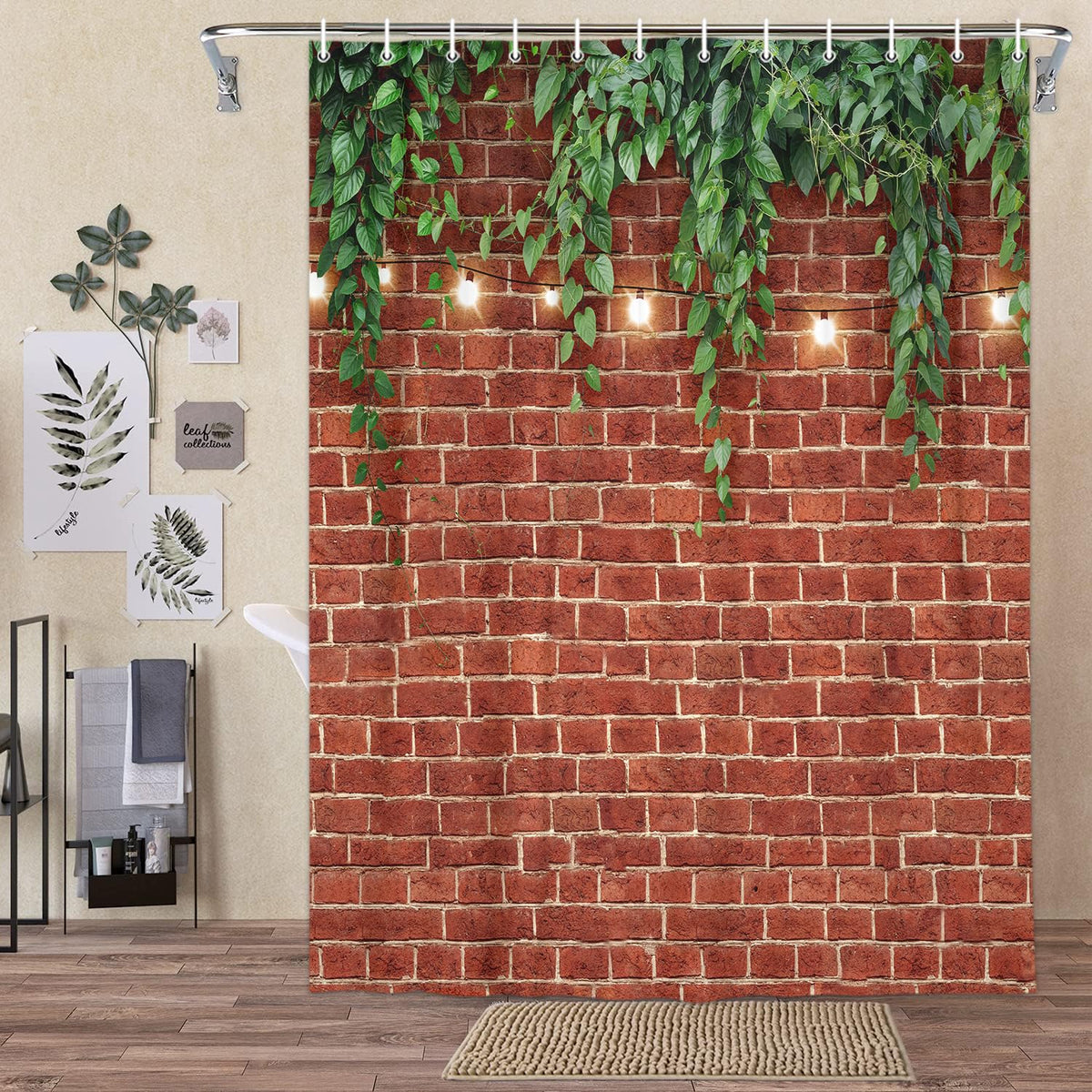 Stone Brick Wall Shower Curtain (Red / 72"W x 75"L (Pack of 1))