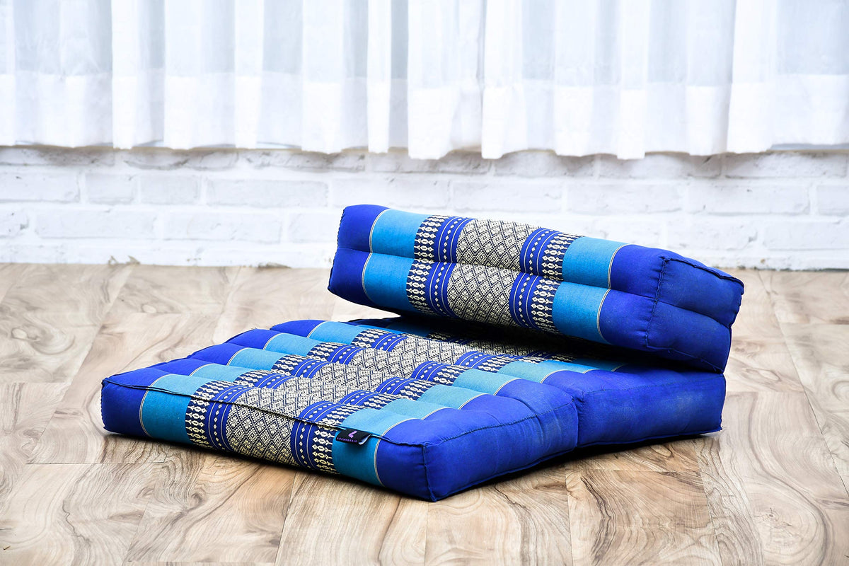 Foldable Meditation Cushion 20 x 28 x 4.5 inches Kapok Floor Seat (Sf28 - Blue)