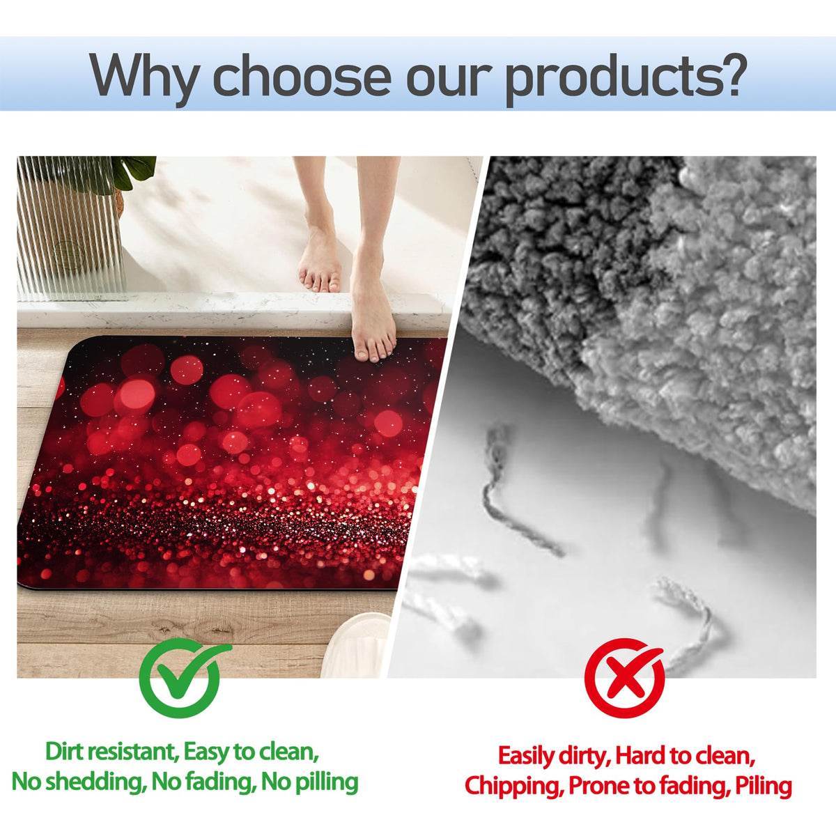 Rose Gold Glitter Bathroom Rug 29.5"x17" (Rose Gold Glitter)