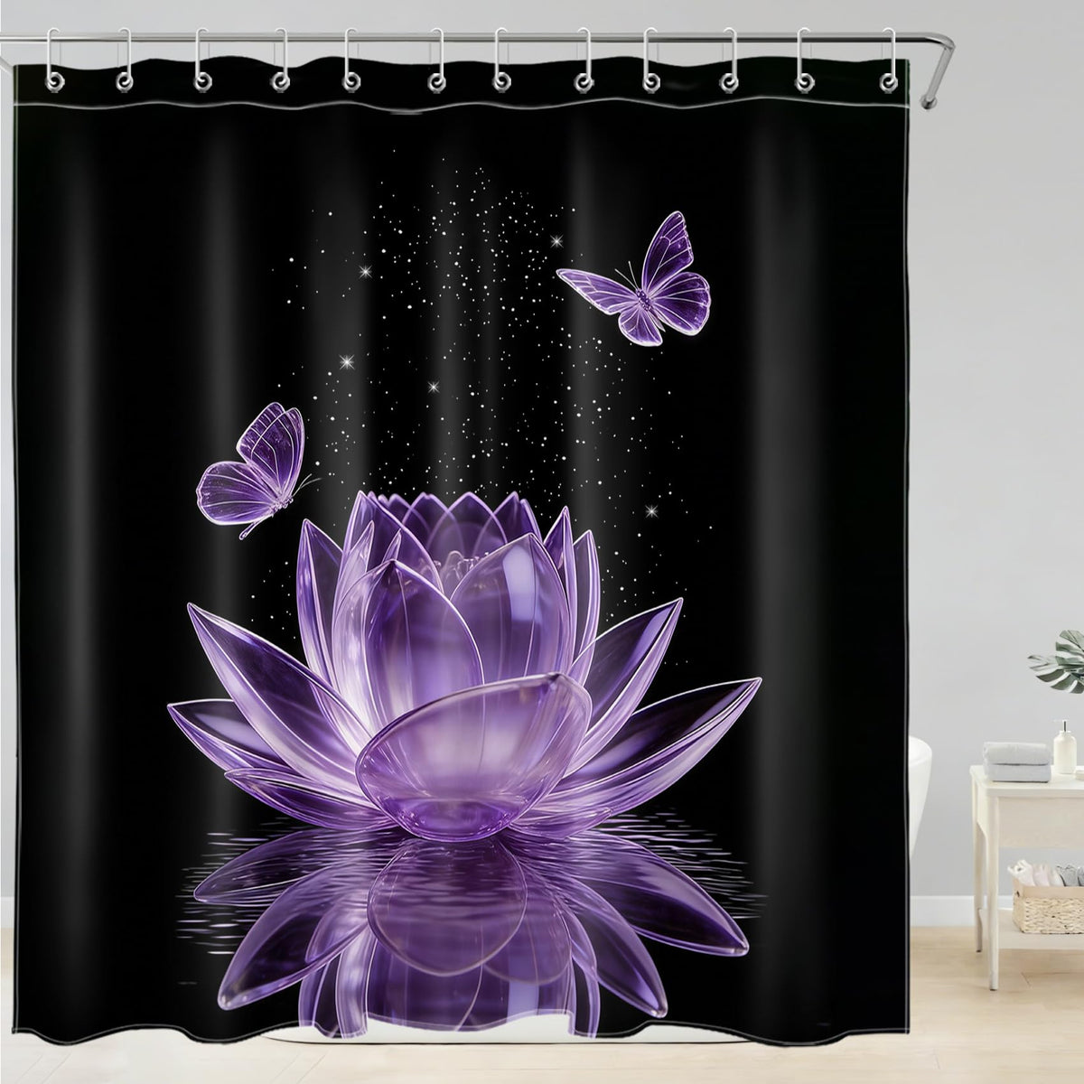 Purple Water Lily Shower Curtain for Bathroom (Purple / 72"W x 78"L (Pack of 1))
