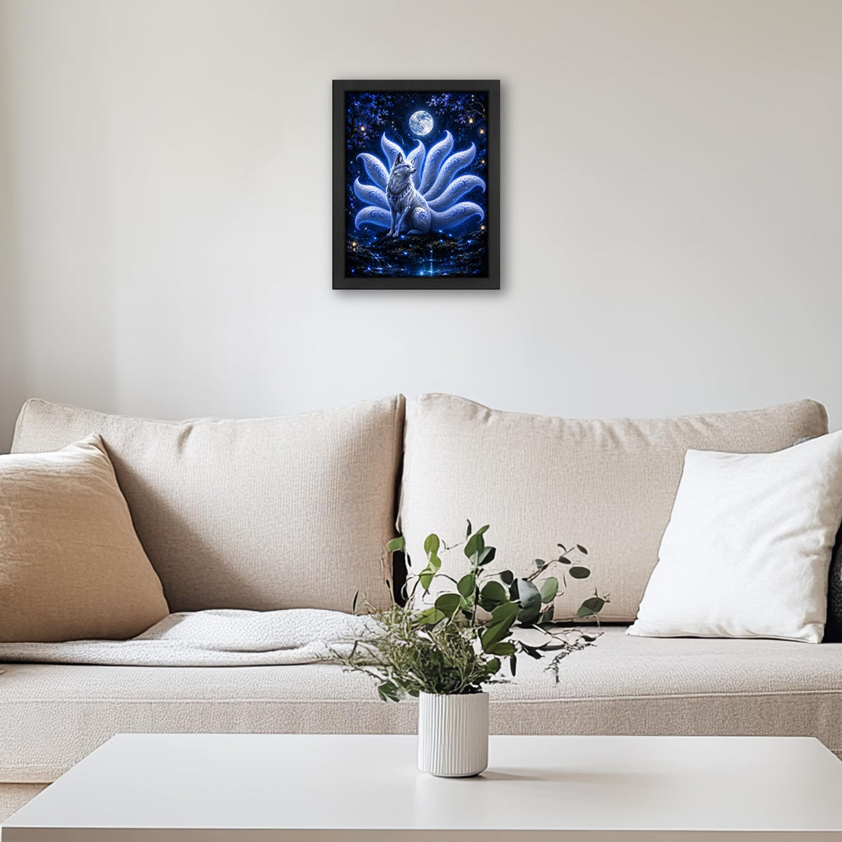 Nine Tailed Fox Decor Wall Art (Wall Art Framed 22 / 24"L x 16"W)
