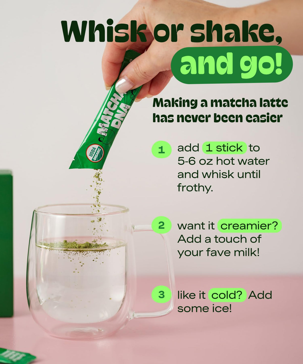 Certified Organic Matcha Powder Sticks