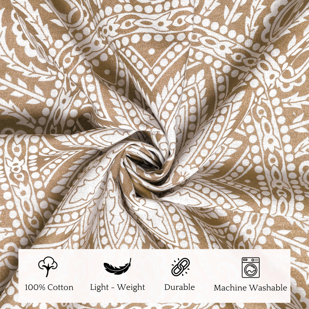 King Size Mandala Tapestry Golden for Bedroom and Living Room Wall Hanging Cotton Tapestries 90 x 108 Inches (Golden / 90"L x 108"W)