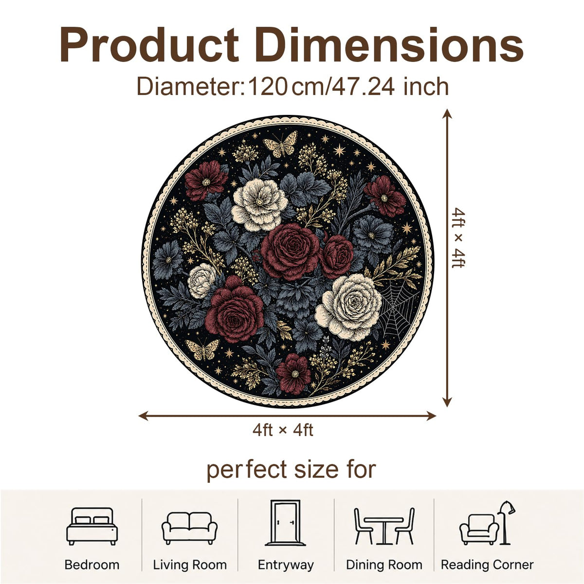 Floral Circle Rug (#47 / 4ft (Round))