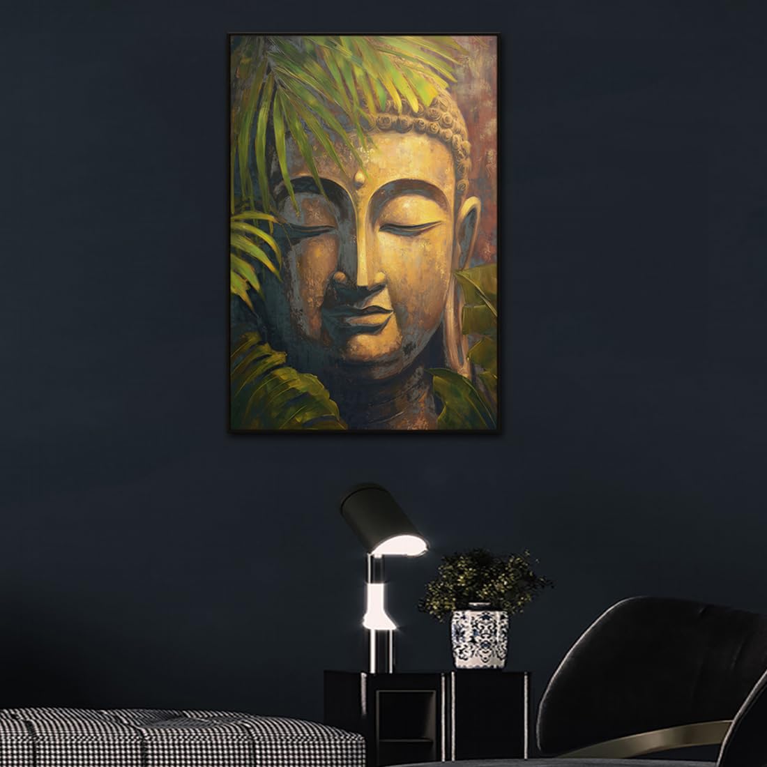 Framed Buddha Statue Wall Art (Yelash-2610 / 36"L x 24"W)