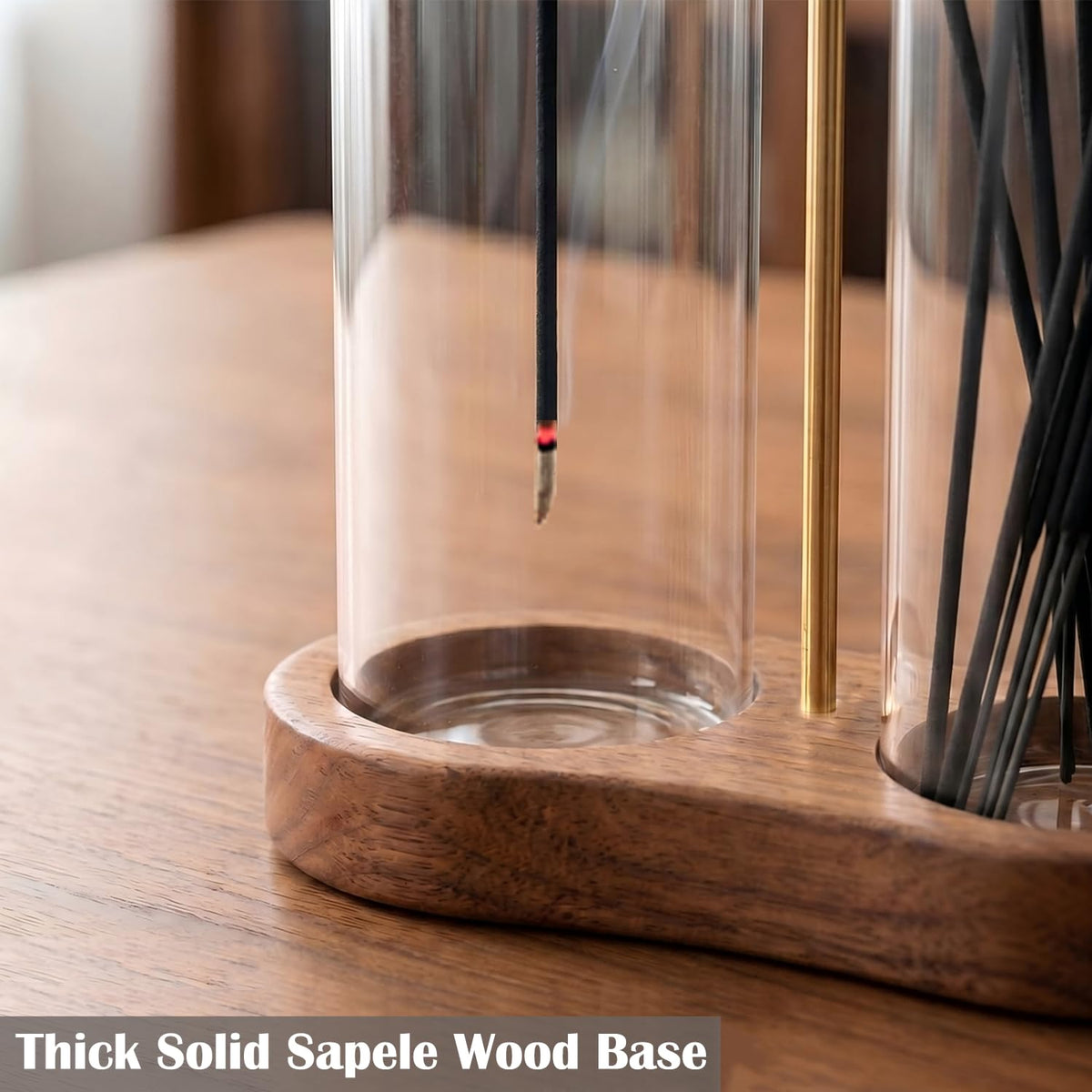 2 in 1 Incense Holder for Sticks with Glass Ash Catcher (Standard wide cup)