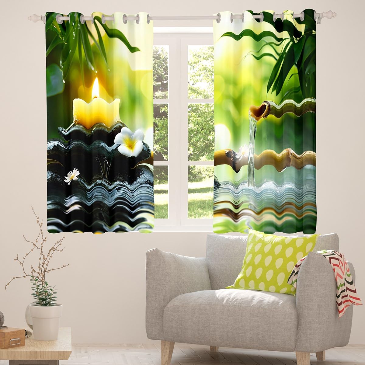 Zen Stones Darkening Curtain Bedroom 2 Panels 52 x 90 Inch Blackout (Multi 5 / 52"W x 90"L (Pack of 2))