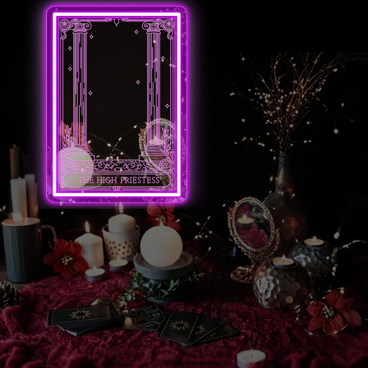 High Priestess Mirror Neon Sign for Tarot Reading Room (Priestess Mirror)