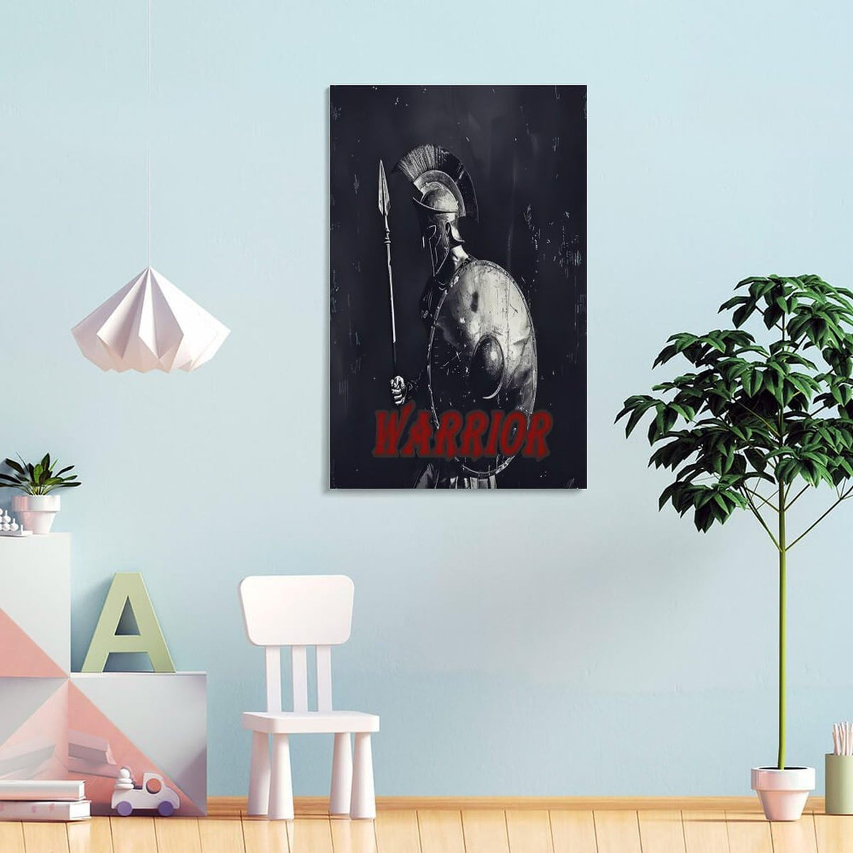 Warrior Spartan Art Poster Canvas Printing Wall Art Prints Wall Decor Posters Ancient Greek Soldier Helmet Shield Spear Battle Style Dark Blue Living Room Bedroom Office Gym Decor 08x12inch (style-5 / 08x12inch(20x30cm) Frame)