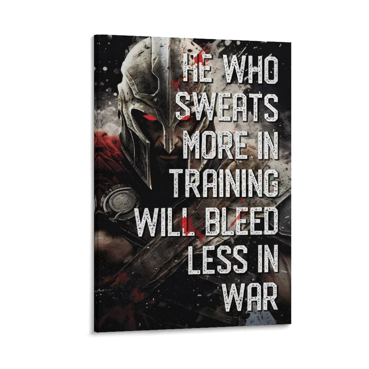 He Who Sweats More In Training Spartan Warrior Canvas Printing Wall Art Prints Wall Decor Posters Gym Motivation Banner Fitness Quote Dark Industrial Office Bedroom Decor 16x24inch (style-38 / 16x24inch(40x60cm) Frame)