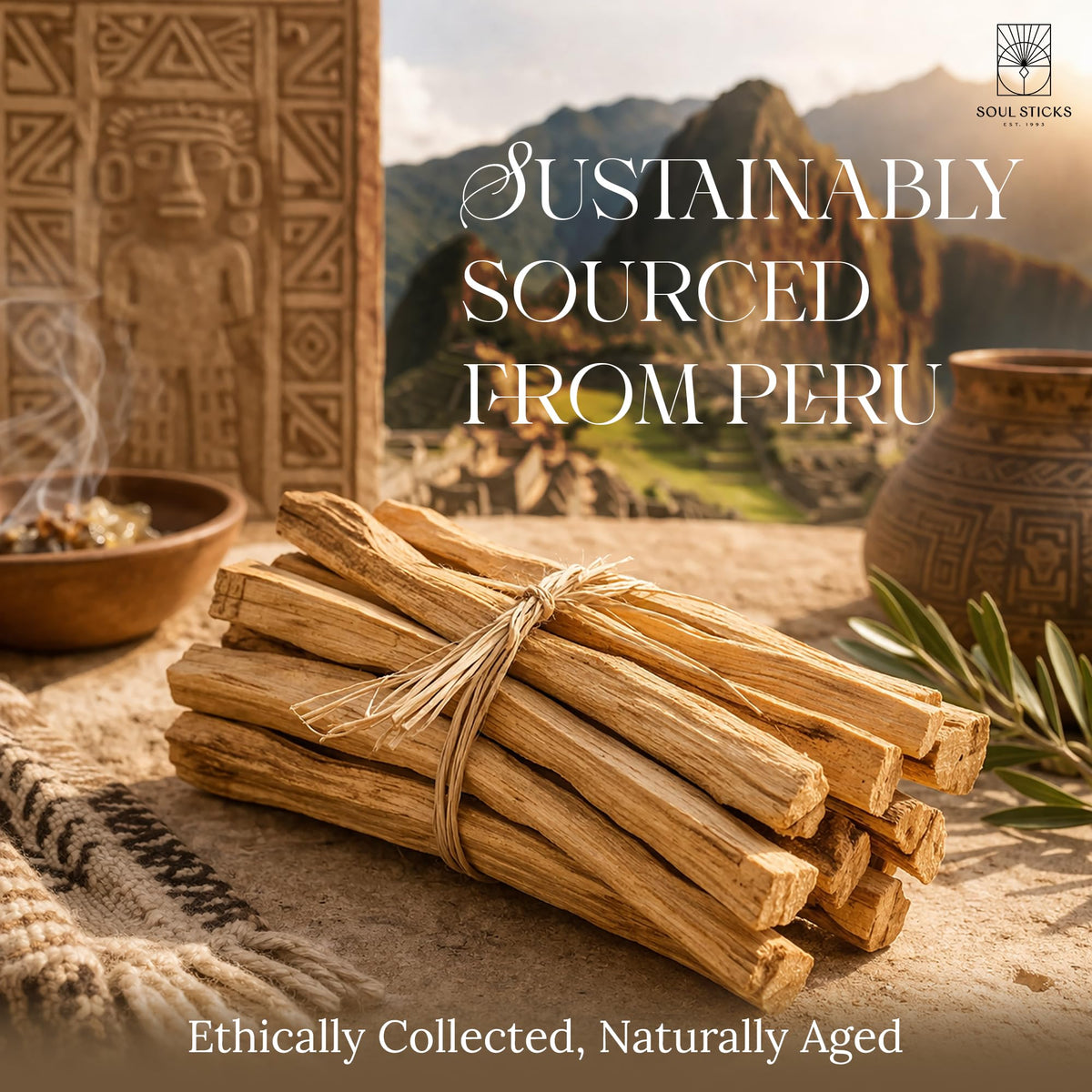 Ancient VEDA Peruvian Palo Santo Sticks 6 Pack with Smudge Guide (6 Pack)